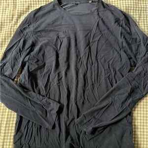 Patrick Assaraf Navy Long Sleeve Tee for Men